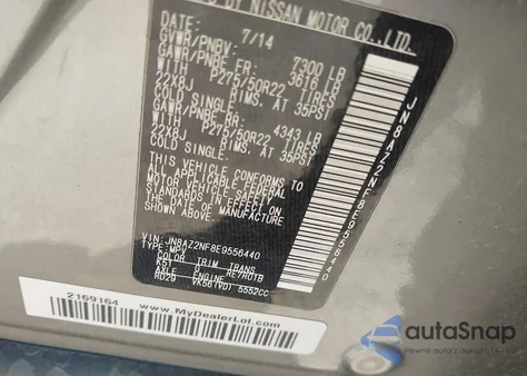 2014 Infiniti Qx80 from USA, damaged, VIN JN8AZ2NF8E9556440